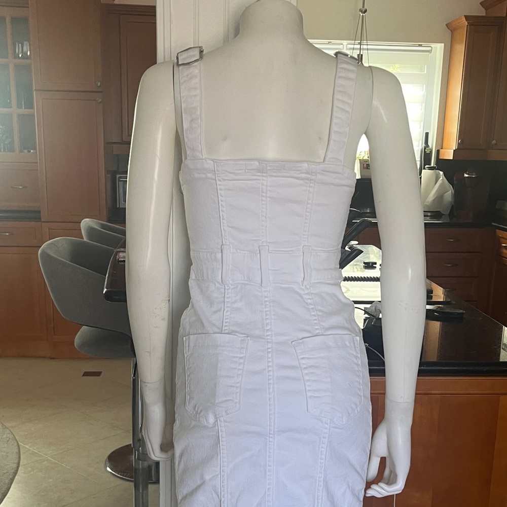Zara DENIM Strapless White Button-Front Dress with pockets XS - Picture 4 of 6
